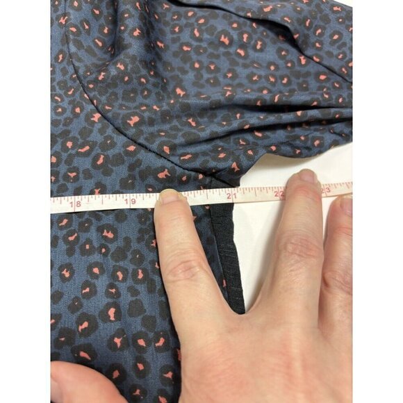 Dolan Anthropologie Marilyn Blouse Top Dark Blue Grey Black Animal Leopard Print - Picture 7 of 11
